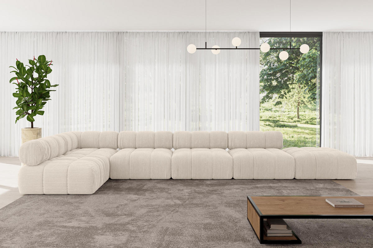 ECKSOFA modulares Sofa Favio-L3 - 475x190x70 cm Beige Cord - Beige, Holzwerkstoff/Textil (475/190cm) - ALTDECOR