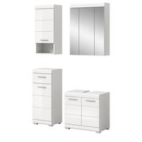 BADMÖBEL-SET weiß Hochglanz 4-teilig 112 cm, Komplettset mit viel Stauraum - Weiß Hochglanz, Glas/Holzwerkstoff (112/191/34cm) - Inn.Furn