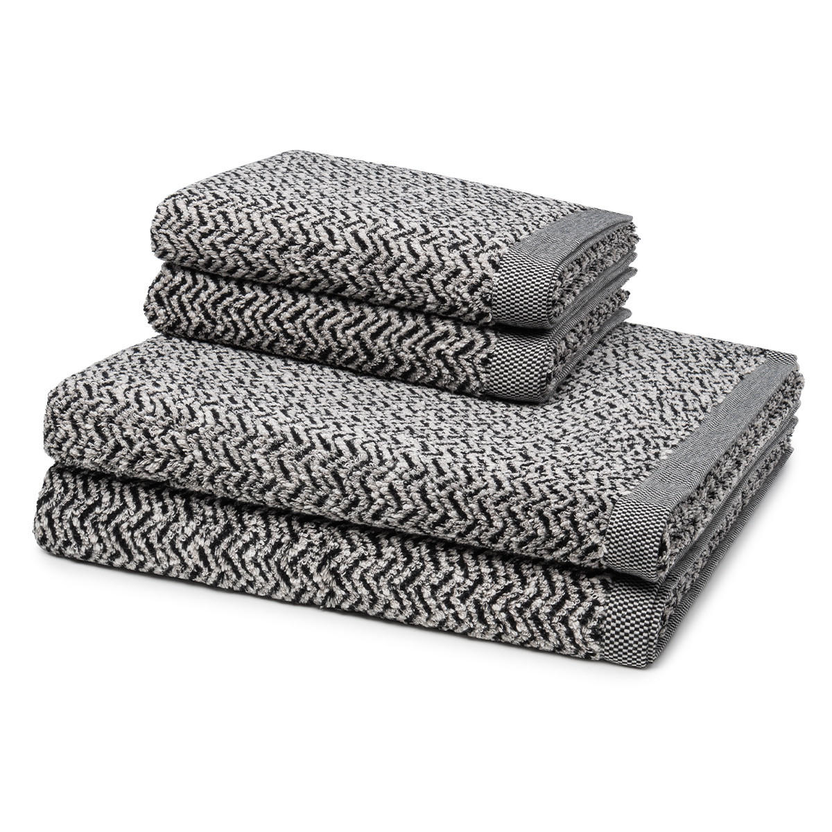 FROTTIERSET Brooklyn Fischgrat 4-teilig - Schwarz, Textil (50/100cm) - MÖVE