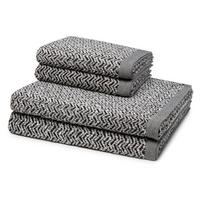 FROTTIERSET Brooklyn Fischgrat 4-teilig - Schwarz, Textil (50/100cm) - MÖVE