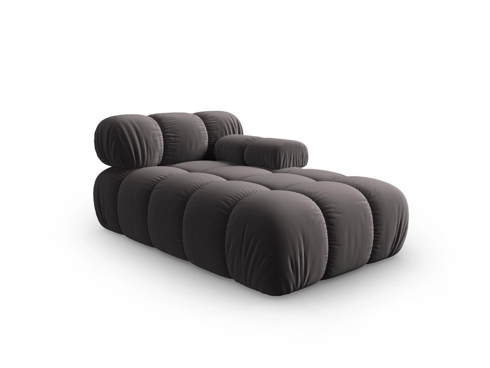 CHAISELONGUE rechts Bellis aus Samt dunkelgrau - Dunkelgrau, Textil (97/62/157cm) - Micadoni