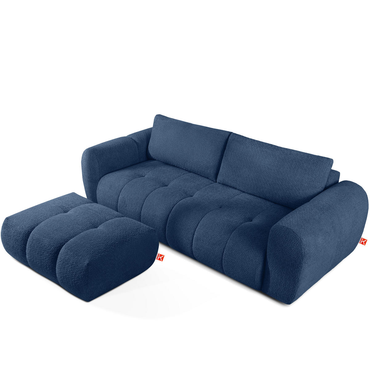 POUF LIRA, Dunkelblau, Bouclé - Dunkelblau, Holz/Holzwerkstoff (96/43/50cm) - KONSIMO®
