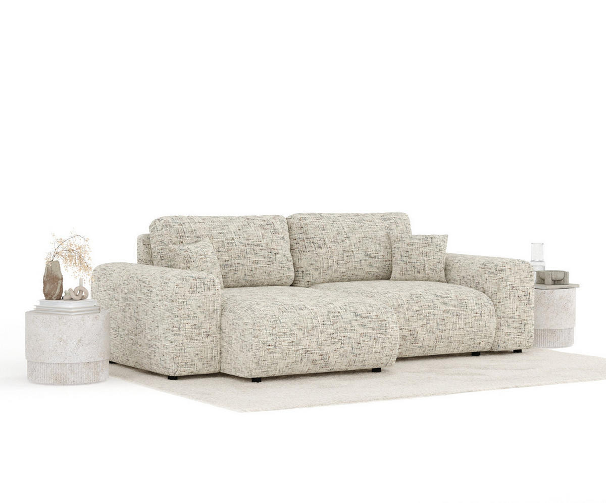 ECKSOFA Zanzibar Beige Webstoff - Beige/Schwarz, Holz/Holzwerkstoff (237/144cm) - Maison de Reve