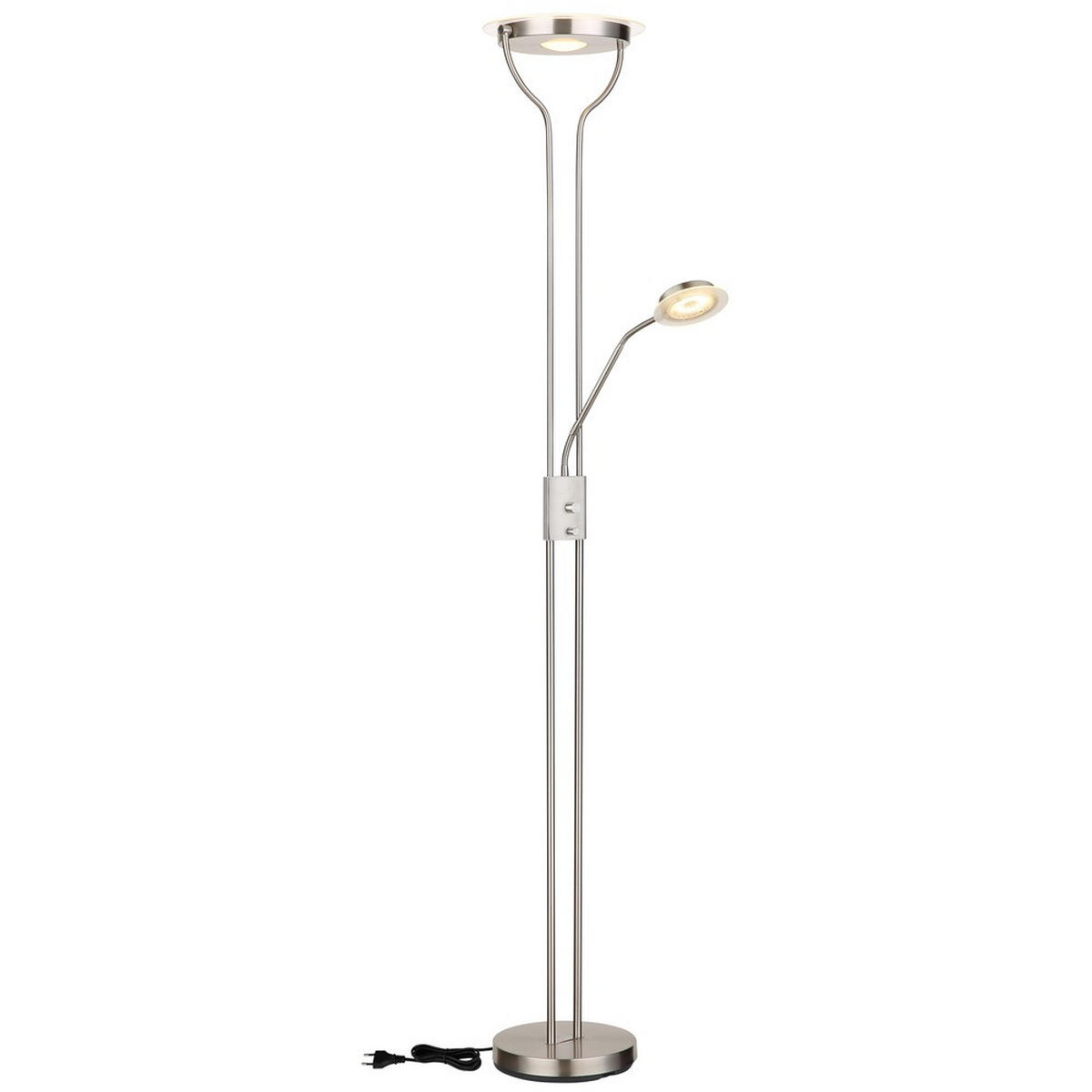 LED STEHLEUCHTE BRIANT, Silber, Metall, 2-flammig - Silberfarben, Glas (28/25.5/180cm) - Globo Lighting