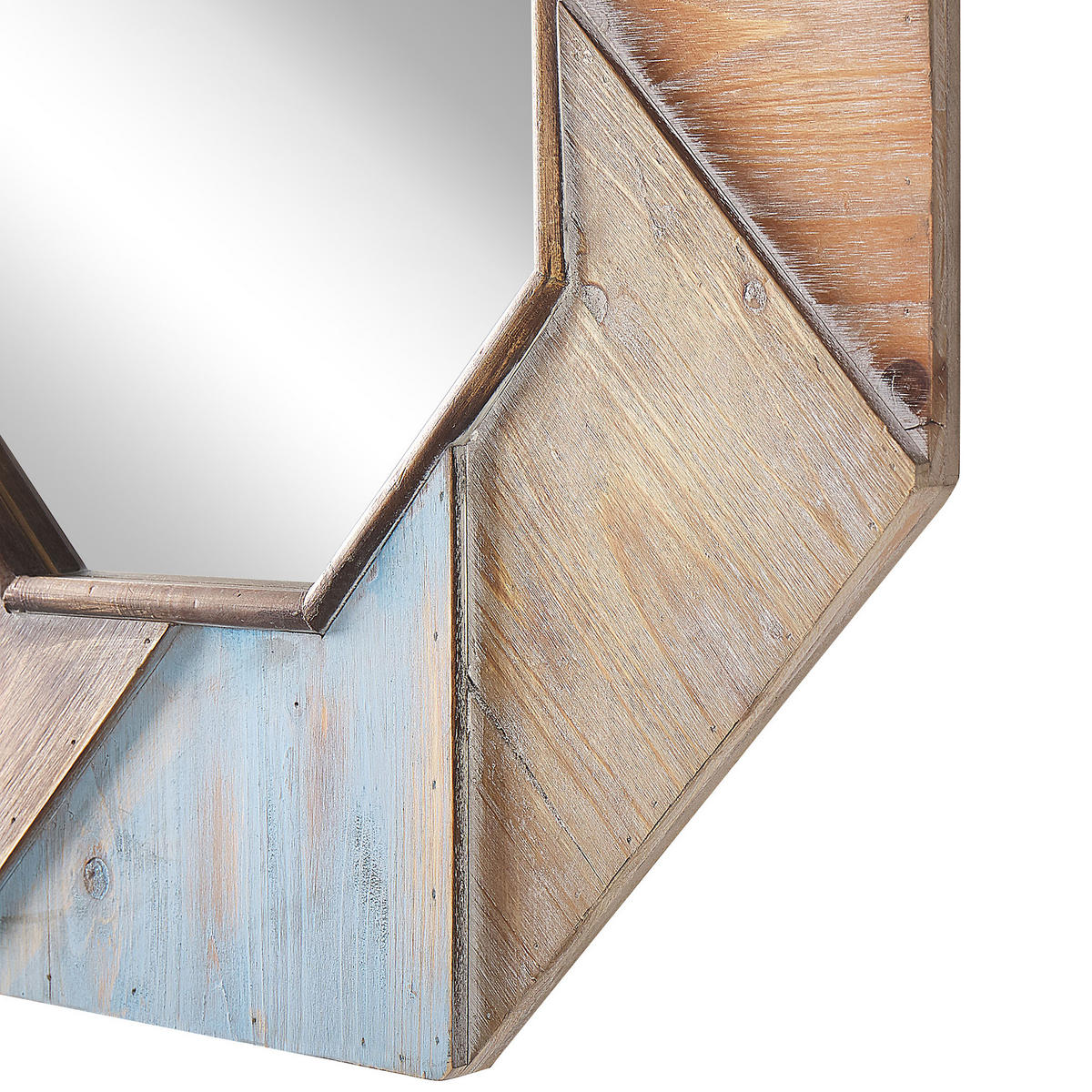 WANDSPIEGEL Holz bunt achteckig 77/77 cm Mirio - Hellbraun/Dunkelbraun, Holz (77/77/3cm) - Beliani