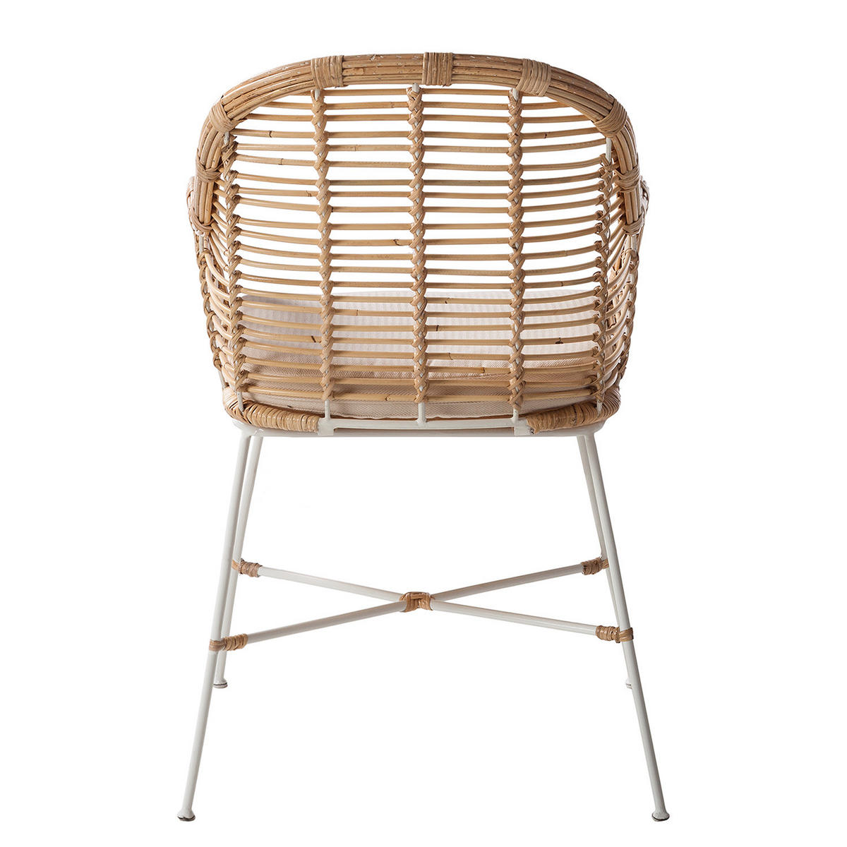 ARMLEHNENSTUHL - (inkl. Sitzkissen) - Rattan / Metall - Rattan / Weiß - Braun, Naturmaterialien/Textil (58/85/60cm) - home24