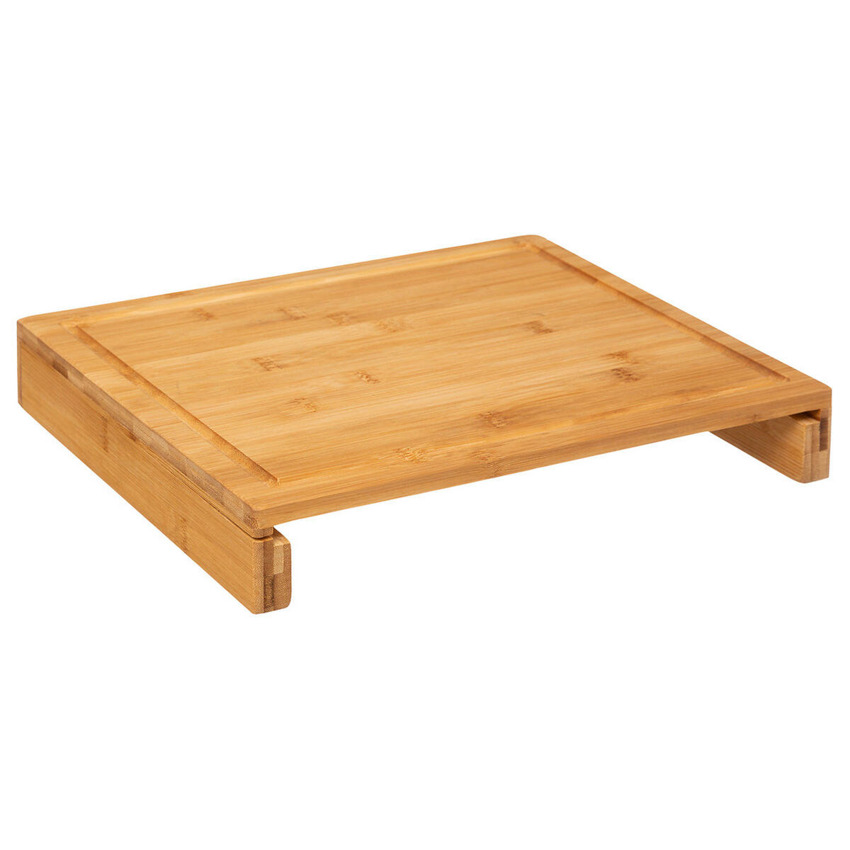 SCHNEIDEBRETT mit Edelstahl-Schublade, Bambus, 35 x 28 cm - Braun, Holz (28.2/35cm) - 5five Simply Smart