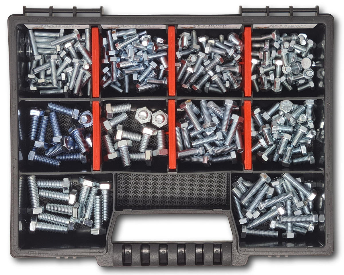 SECHSKANTSCHRAUBEN Sortiment M4-M5-M6 // 8mm-20mm 215 tlg. DIN 933 / ISO 4017 - Zinkfarben, Metall (5/3.5cm) - Schraubenbox24