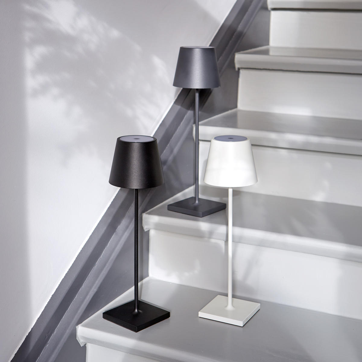 LED Akku-Tischlampe, Nuindie 3.0 6er-Set, graphitgrau - Grau, Metall (38/10/38cm) - Sigor