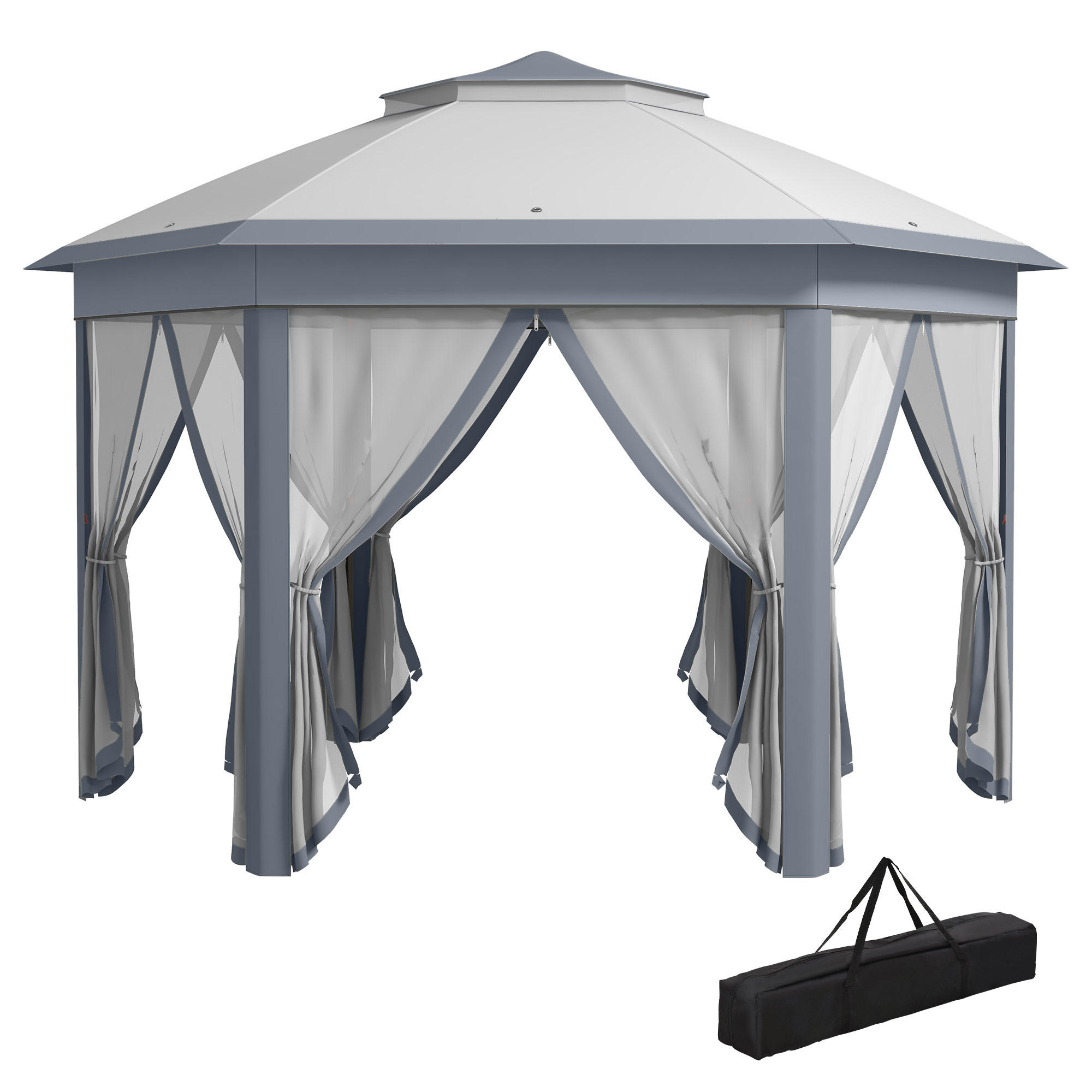 FALTPAVILLON, Kaffee+Beige+Braun, Metall, Polyester - Grau, Metall (405/285/405cm) - Outsunny
