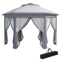 FALTPAVILLON, Kaffee+Beige+Braun, Metall, Polyester - Grau, Metall (405/285/405cm) - Outsunny