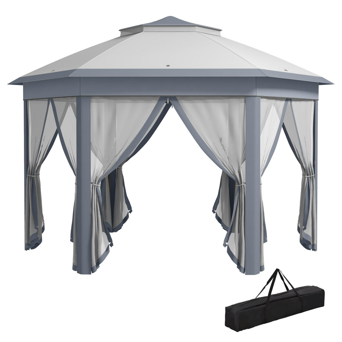 FALTPAVILLON, Kaffee+Beige+Braun, Metall, Polyester - Grau, Metall (405/285/405cm) - Outsunny
