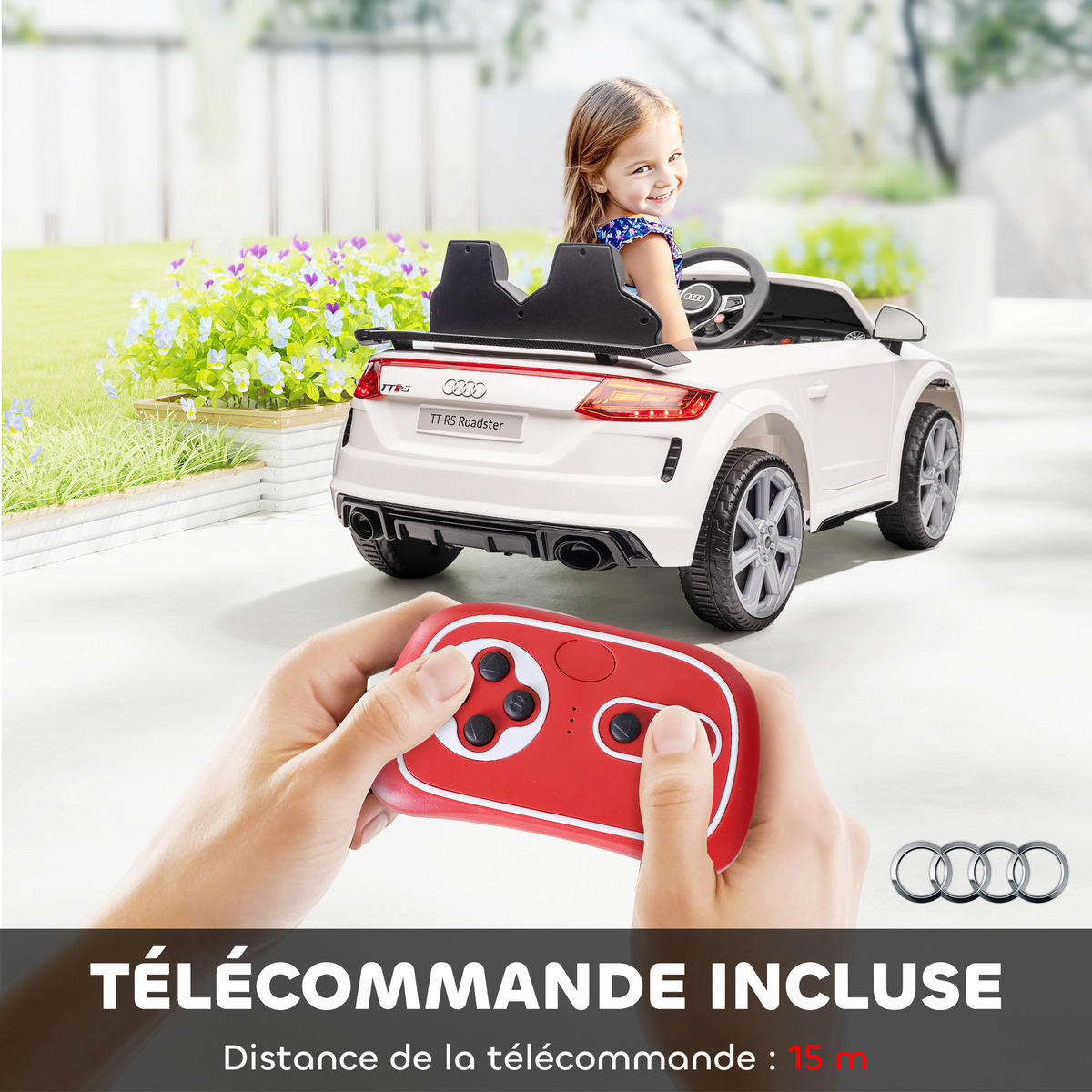 ELEKTRO-KINDERAUTO DE-12978 2,4G Fernbedienung Weiß - Weiß, Kunststoff (102/60/44cm) - ComfortXL