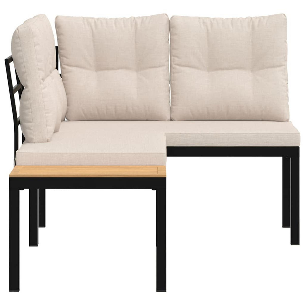 GARTENBÄNKE mit Kissen 2 Stk. Schwarz Pulverbeschichteter Stahl - Schwarz, Metall (118/78/63cm) - furnicato