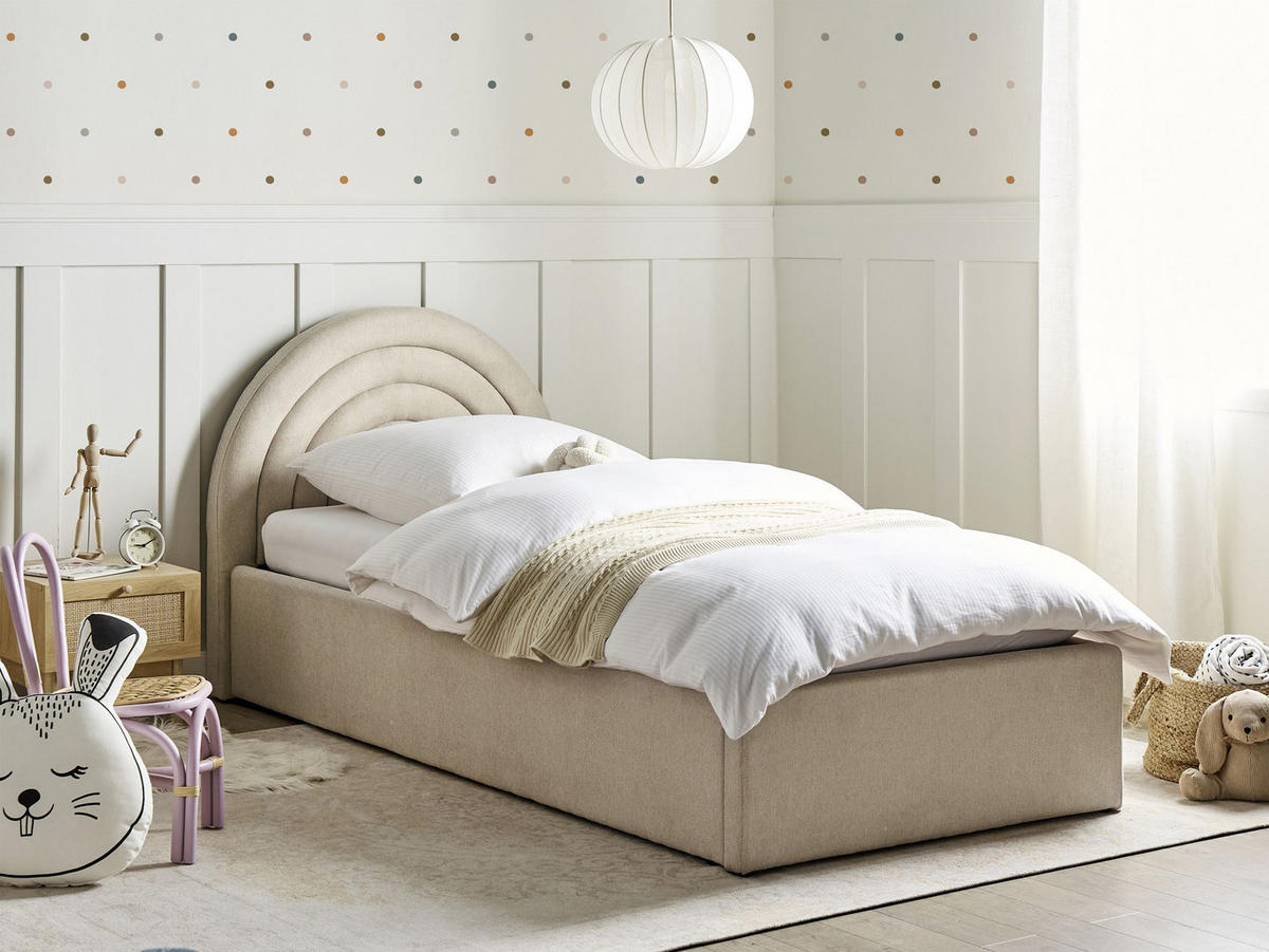 KINDERBETT mit Stauraum 90x200 cm Beige Anet - Beige, Textil (90/200cm) - Beliani