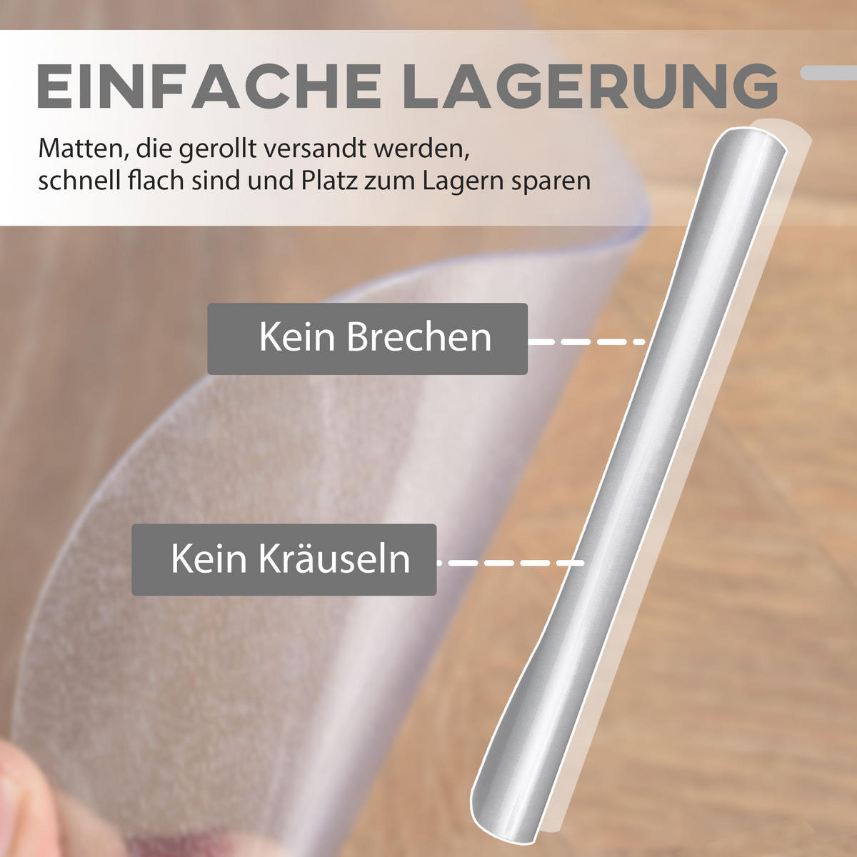 BODENSCHUTZMATTE, Bürostuhl Unterlage in Transparent, Kratzfest Stuhlunterlage - Transparent, Kunststoff (120/1.5/90cm) - HOMCOM