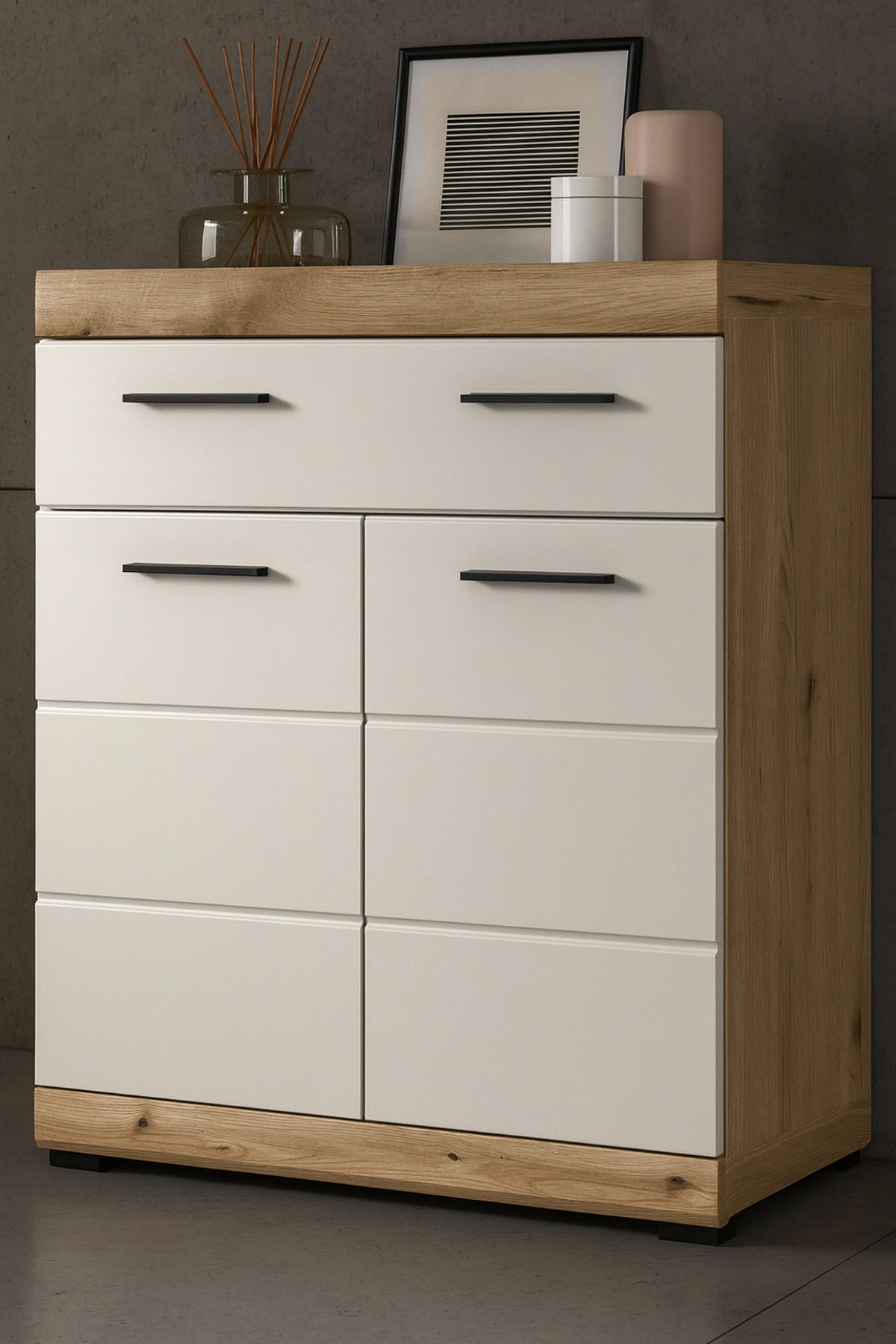 BADKOMMODE Sand Kashmir, Evoke Eiche, Badschrank mit viel Stauraum - Kaschmir/Eichefarben, Holzwerkstoff/Kunststoff (74/88/31cm) - Inn.Furn