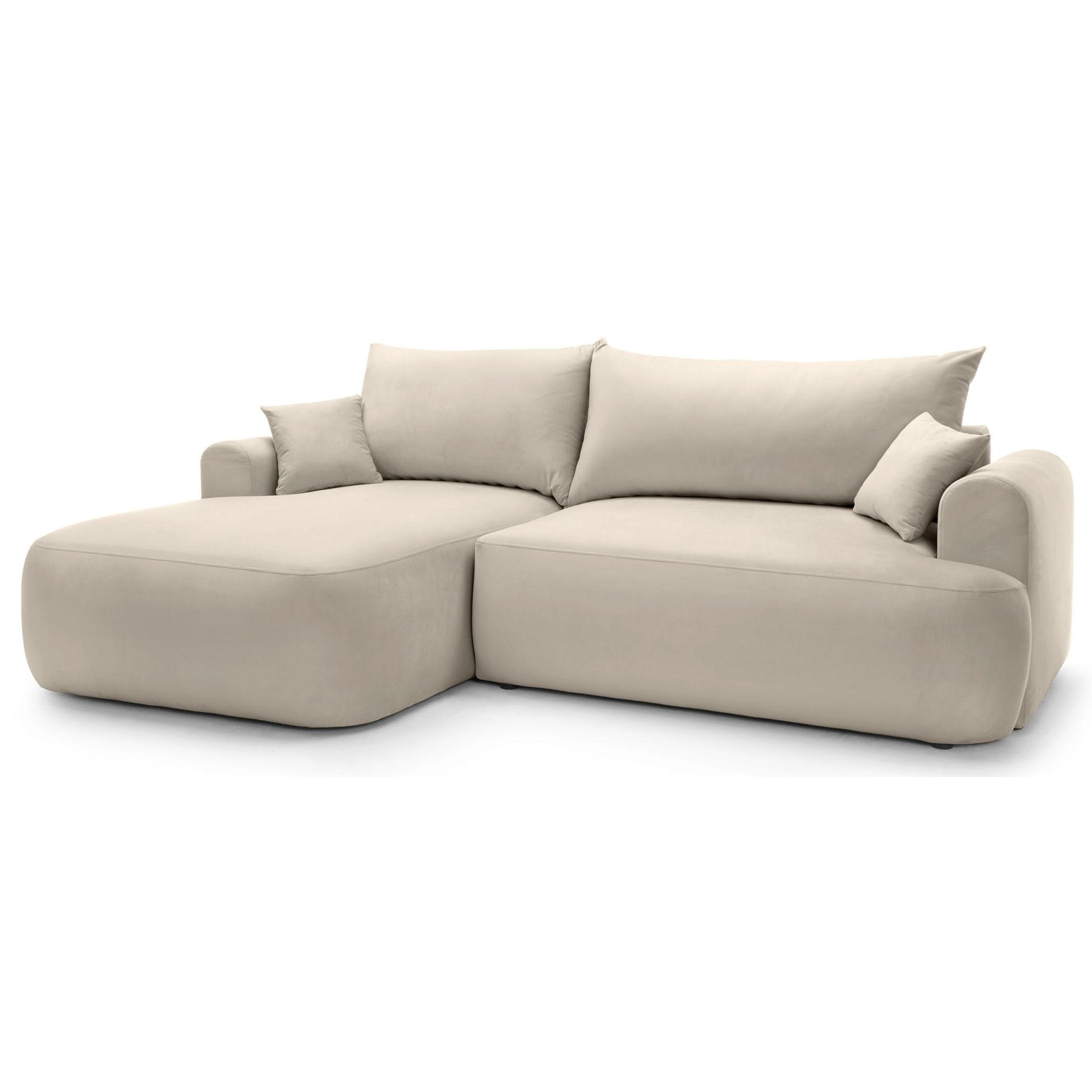 ECKSOFA Ovo Hellbeige mit wasserabweisendem Samtbezug - Ecru/Schwarz, Kunststoff/Textil (260/165cm) - Selsey