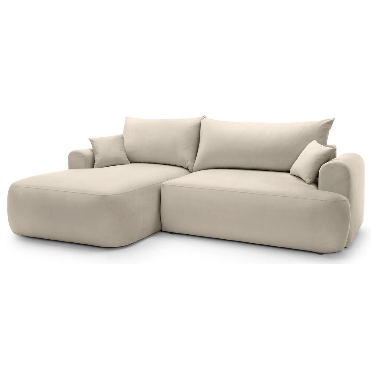 ECKSOFA Ovo Hellbeige mit wasserabweisendem Samtbezug - Ecru/Schwarz, Kunststoff/Textil (260/165cm) - Selsey
