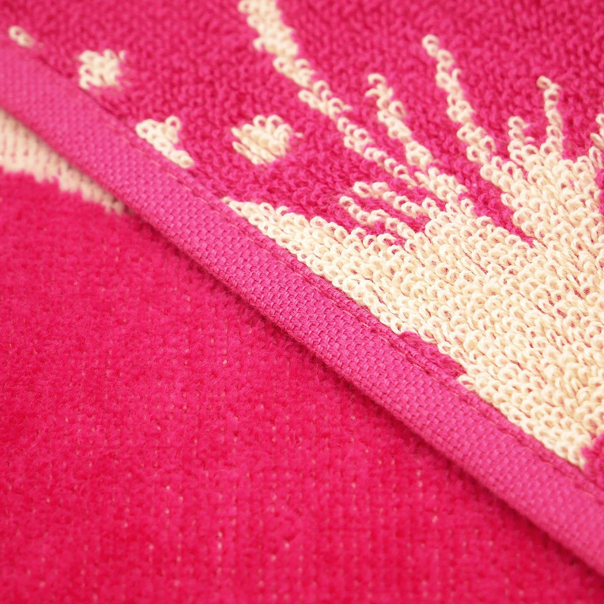 STRANDTUCH Frottee Velours Jacquard Rosa 90x170 400g/m² - Flora - Pink, Textil (170/90cm) - LE COMPTOIR DE LA PLAGE