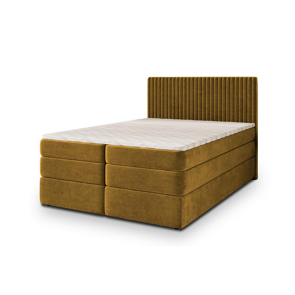 MASSENO POSTEL BOXSPRING FELBIO 140x200 cm, s matrací a úložným prostorem, žlutá
