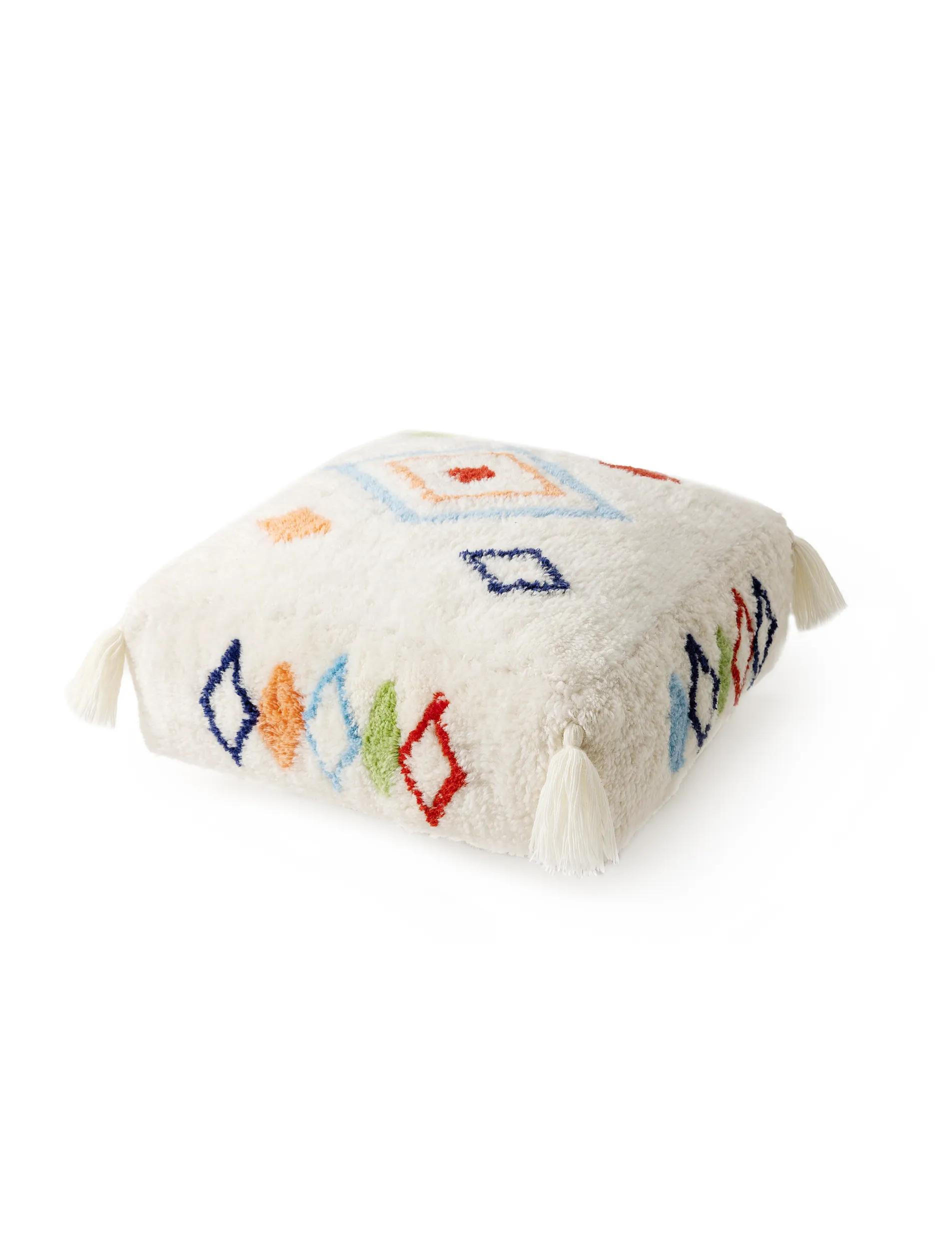 WOLL-POUF handgefertigt Malika Multicolor 55x55x20 cm - Multicolor, Textil (55/20/55cm) - Lytte