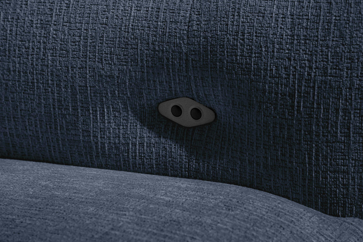 ECKSOFA SVEN 3-Sitzer, 1 Relax XL, verstellbare Kopfstützen, navy blue - Schwarz/Dunkelblau, Holzwerkstoff/Textil (256/163cm) - Courtois Laville