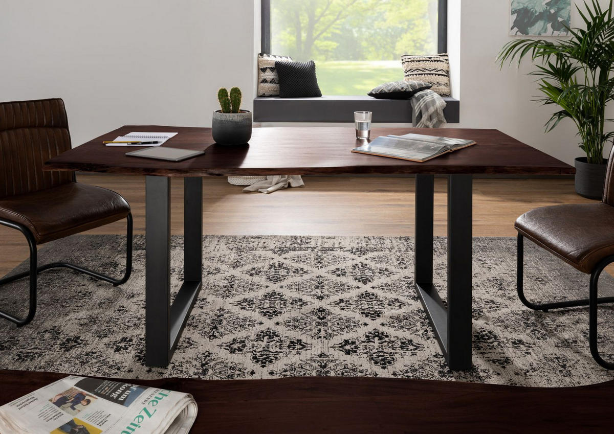 BAUMTISCH Akazie 200x100x76 braun Beine anthrazit matt FREEFORM 3 - Braun, Holzwerkstoff (100/200/76cm) - Massivmoebel24