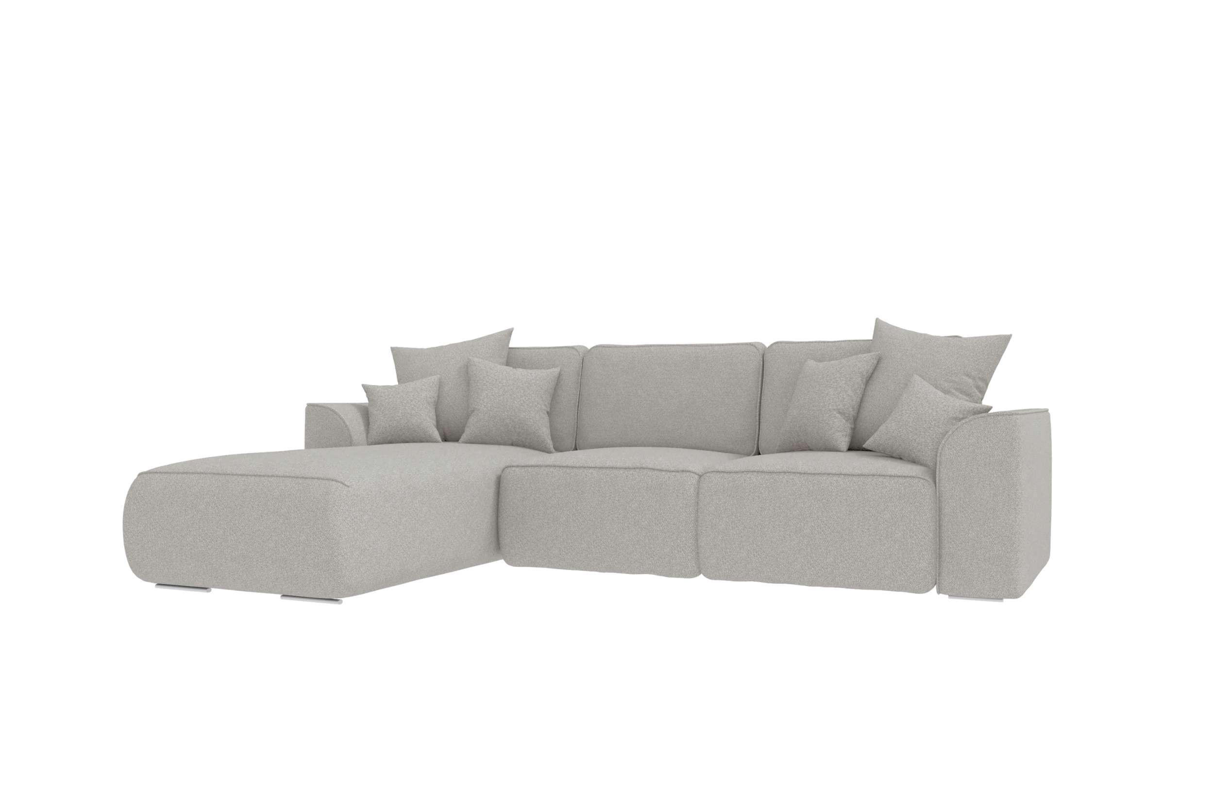 ECKSOFA GUSTO Strukturstoff Hellgrau Links inkl. Schlaffunktion - Chromfarben/Hellgrau, Kunststoff/Textil (194/295cm) - 99rooms