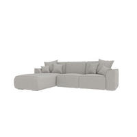 ECKSOFA GUSTO Strukturstoff Hellgrau Links inkl. Schlaffunktion - Chromfarben/Hellgrau, Kunststoff/Textil (194/295cm) - 99rooms