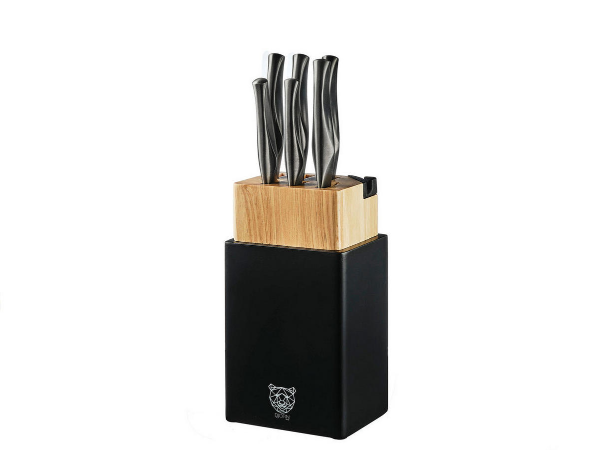 KÜCHENMESSERBLOCK Larus Porvoo - 8 Teile - Grau, Metall (1cm) - Björn