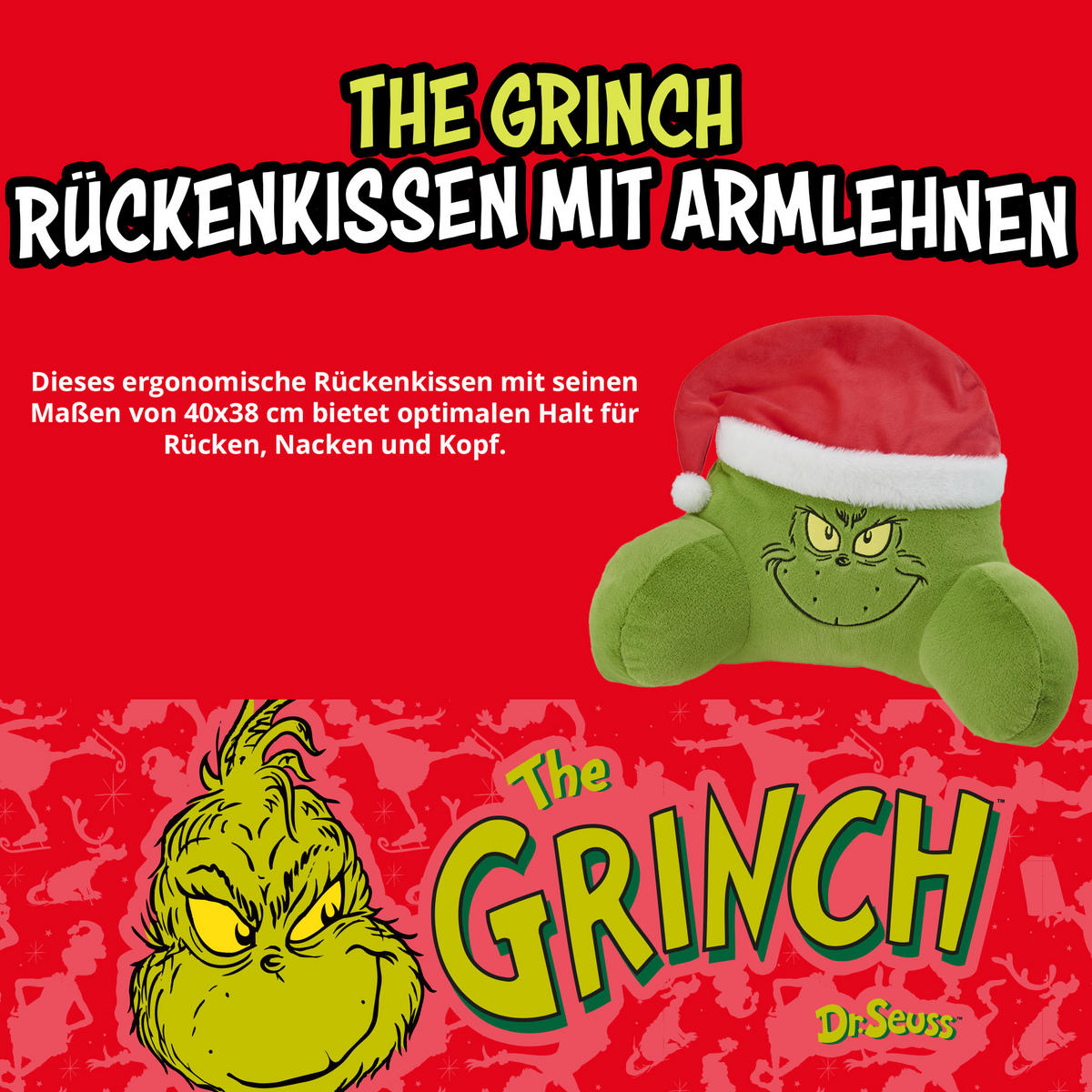 NACKENKISSEN The Grinch Grün 40 x 38 cm - Grün, Textil (40/38cm) - United Labels