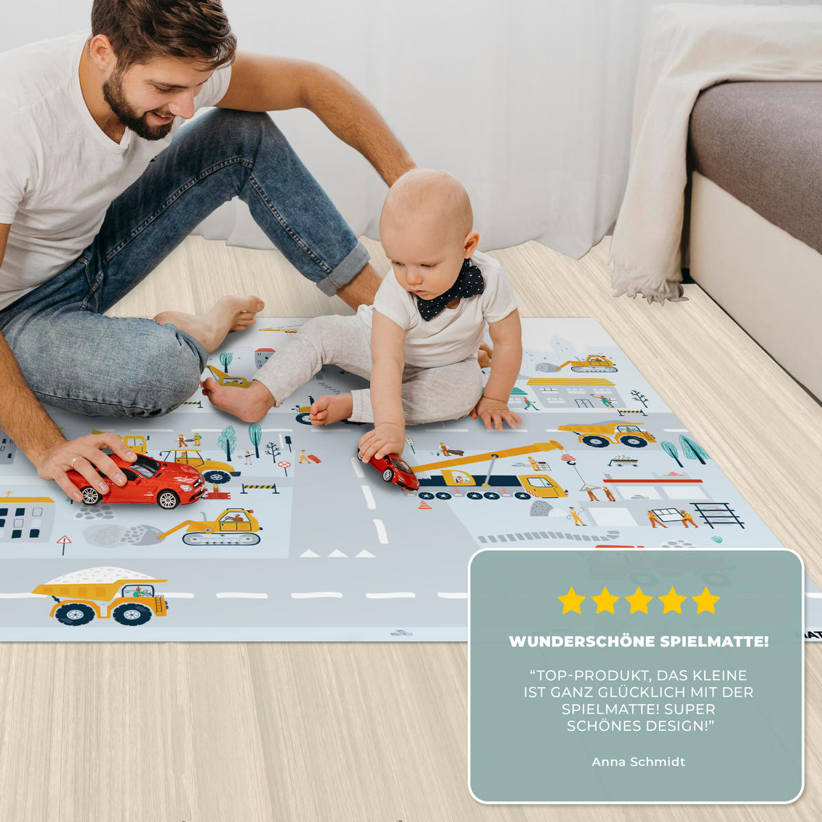 KINDERTEPPICH Baustelle - Traktor - Bagger - Auto - Design 105x70 cm - Multicolor, Kunststoff (105/70cm) - MuchoWow