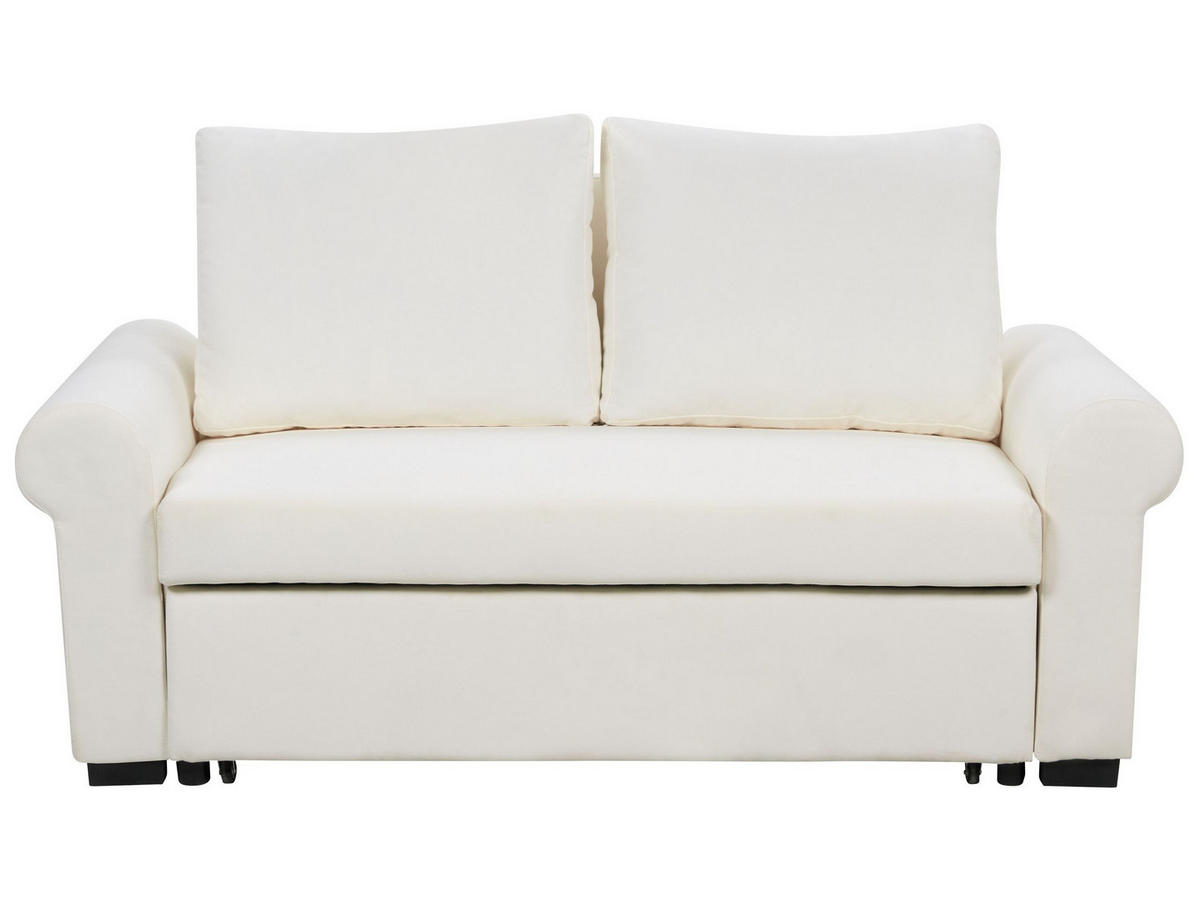 2-SITZER-SCHLAFSOFA Leinenoptikcreme Silda - Weiß, Textil (173/92/93cm) - Beliani