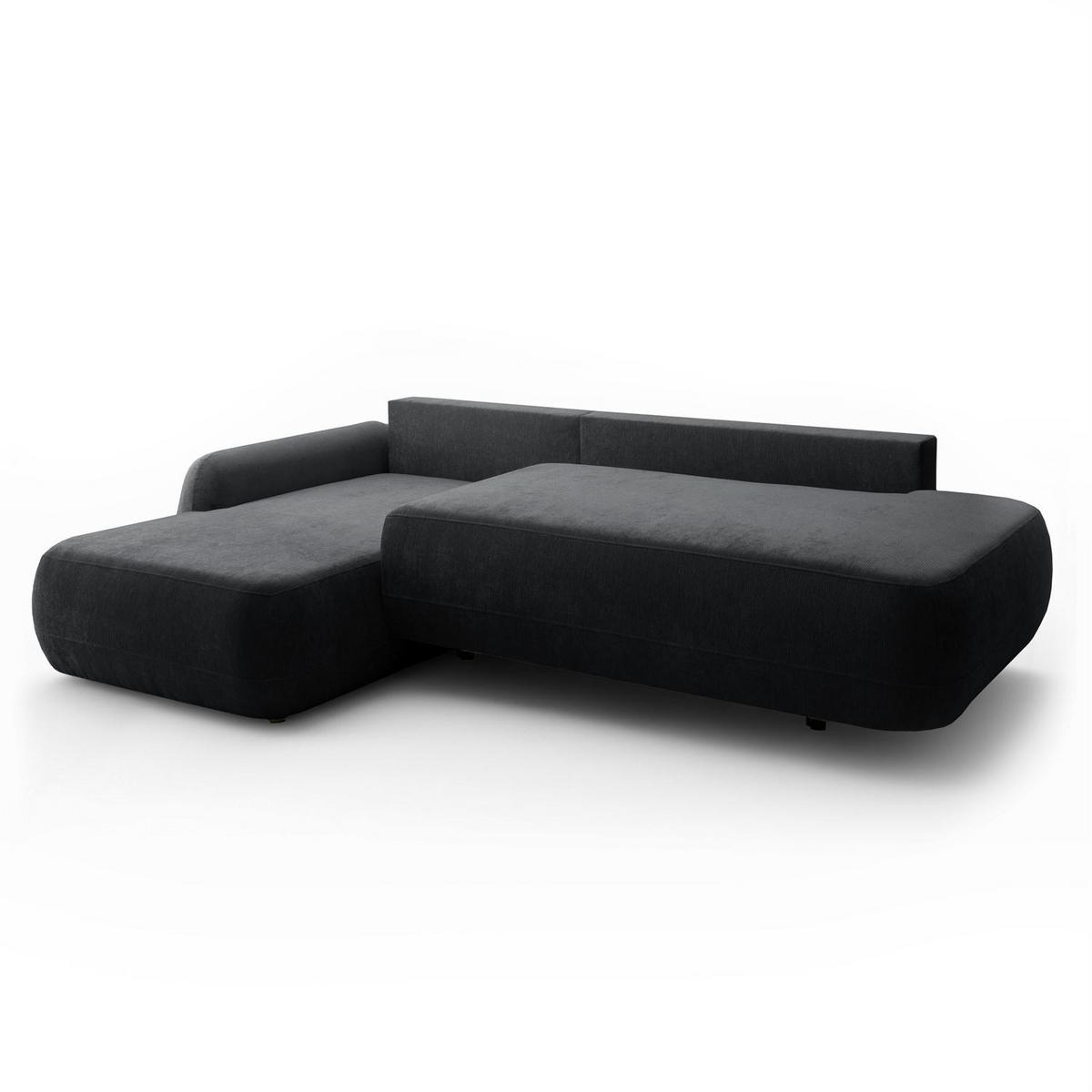 ECKSOFA GOYA mit Schlaffunktion und Bettkasten, Linke, Perfect Harmony 90 - Graphitfarben, Textil (184/302cm) - Lookway