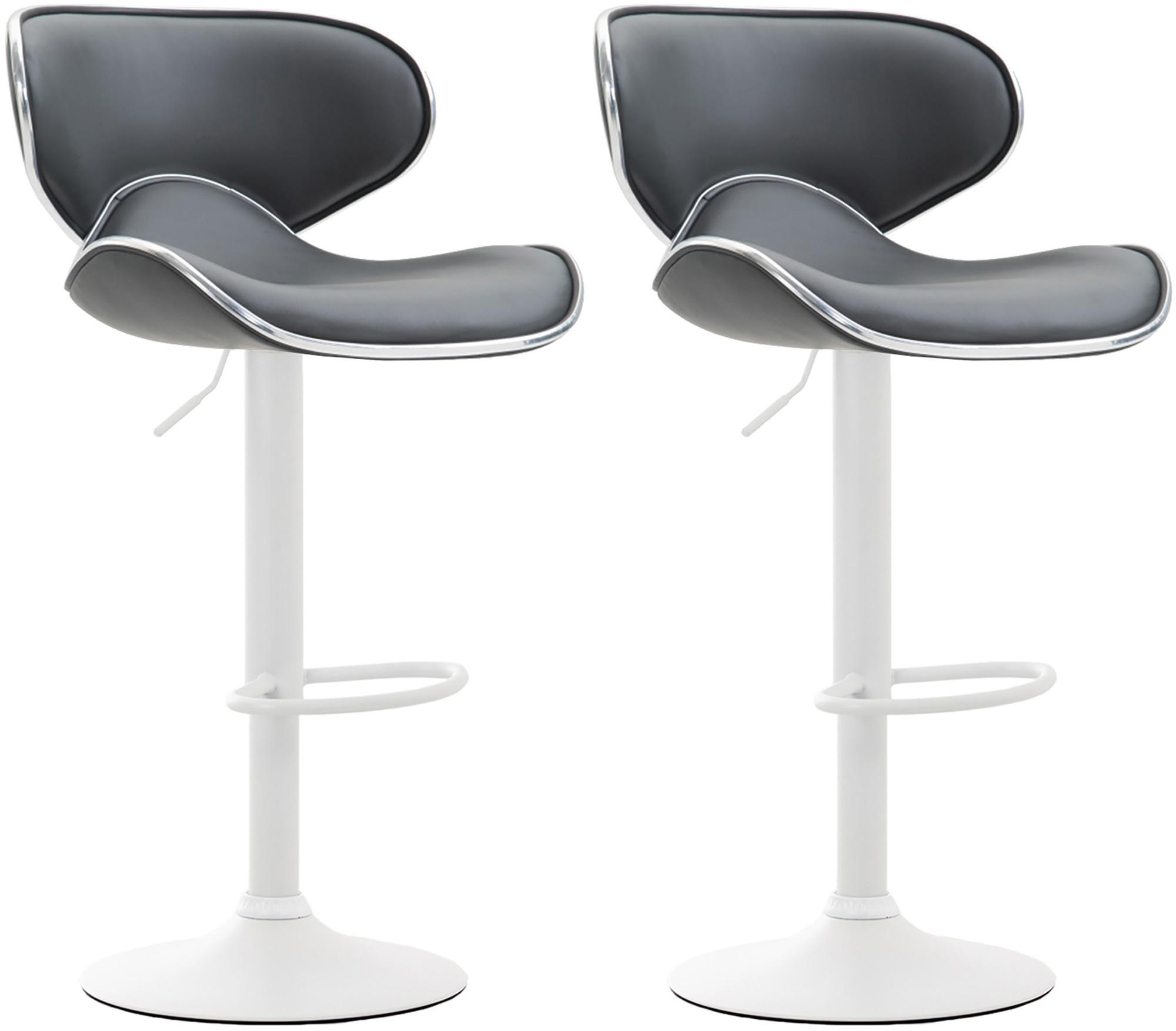 BARHOCKER 2er Set Lederlook grau - Weiß/Grau, Textil/Metall (46/88/49cm) - CLP
