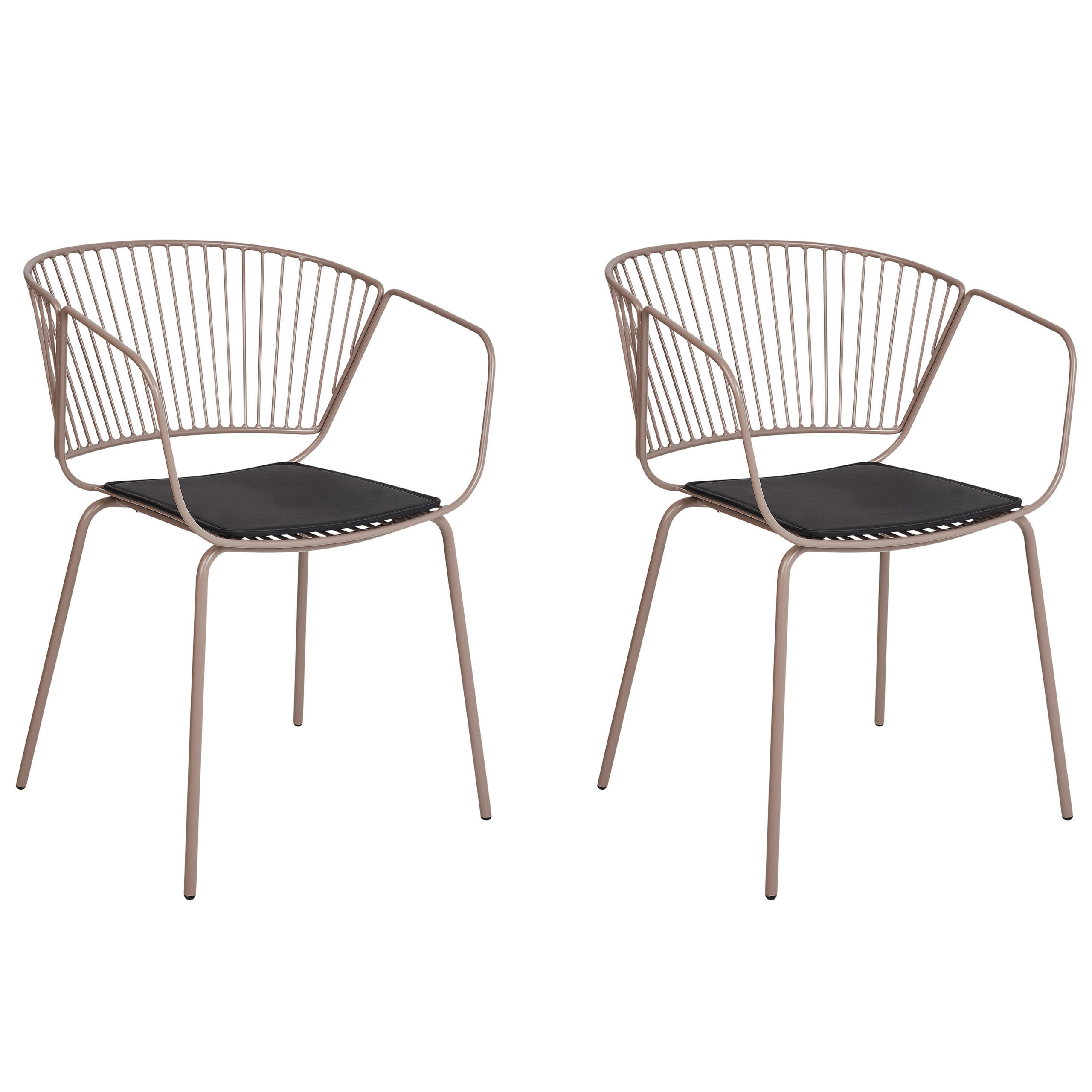 METALLSTUHL 2er-Set Beige Rigby - Beige/Schwarz, Metall (54/77/49cm) - Beliani