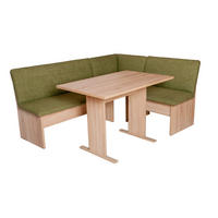 ECKBANKGRUPPE Die Vielseitige, Tisch I - Eichefarben/Grün, Holzwerkstoff/Textil (145/86/185cm) - Kundler Home