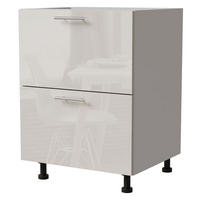 SCHUBLADENUNTERSCHRANK Brerra D2A/60/1A Korpus weiß / Front RAL 9001 creme Hochglanz 60 / 50 / 82 cm - Creme/Weiß, Holz/Holzwerkstoff (60/82/50cm) - Feldmann-Wohnen