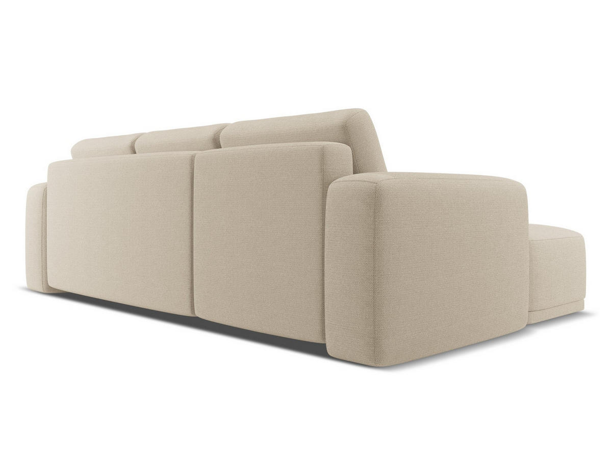 ECKSOFA mit Schlaffunktion Chenille Stoff Beige - Beige/Schwarz, Kunststoff/Textil (160/258cm) - Makamii