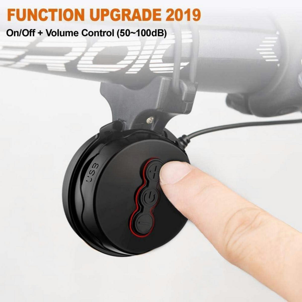FAHRRADKLINGEL Elektrisch USB Wiederaufladbar 100db Schwarz - Schwarz, Kunststoff (5/1/6.6cm)