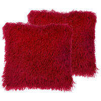 DEKOKISSEN 2er-Set Dunkelrot 45/45 cm Cide - Dunkelrot, Textil (45/45cm) - Beliani
