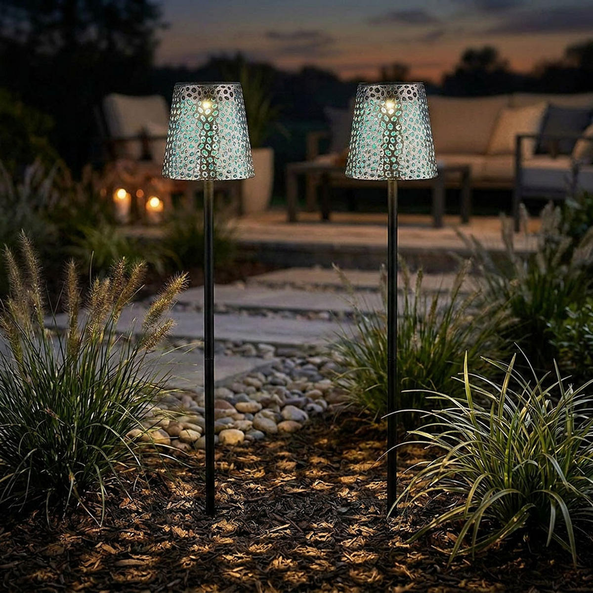 2ER Set LED SOLAR WEGELEUCHTE Metall Silber - Silberfarben, Metall (12/12/70cm) - Globo Lighting