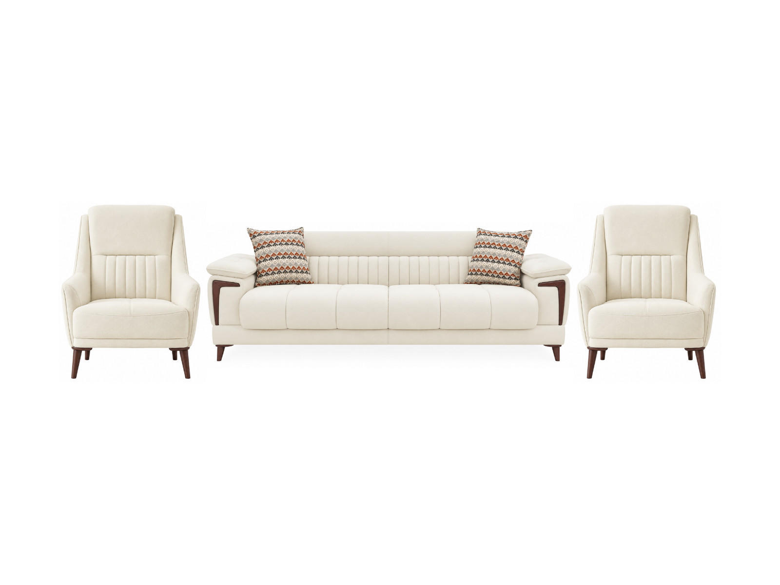 SITZGARNITUR Mendoza, Creme Stellvariante 2+1+1 - Bordeaux, Holz/Holzwerkstoff (180/80/95cm)