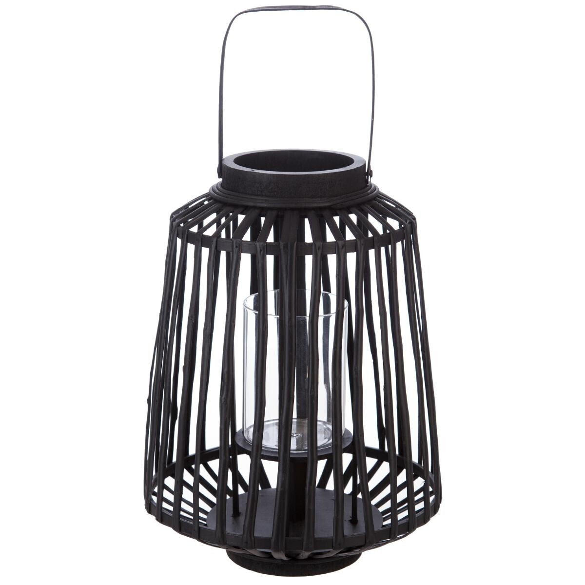 LATERNE Holz groß H. 35 cm - Schwarz, Holz (23.5/35.6/23.5cm) - Atmosphera Createur d´interieur