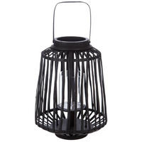 LATERNE Holz groß H. 35 cm - Schwarz, Holz (23.5/35.6/23.5cm) - Atmosphera Createur d´interieur