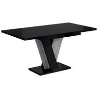 ESSTISCH ausziehbar 120 -160x90x75 cm - Hochglanz Schwarz/Betonoptik - INEY - Schwarz Hochglanz, Holzwerkstoff (120/90/75cm) - ALTDECOR
