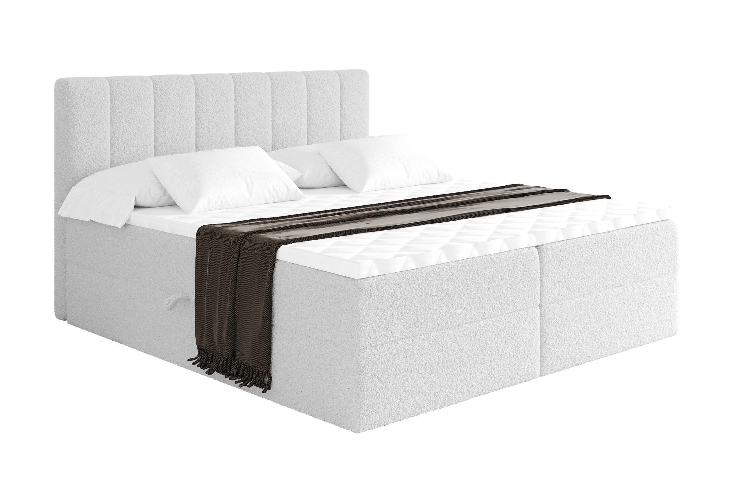 BOXBETT mit Matratze H4 - OTTA - 200x200 cm Weiß - Weiß, Holzwerkstoff (200/200cm) - ALTDECOR