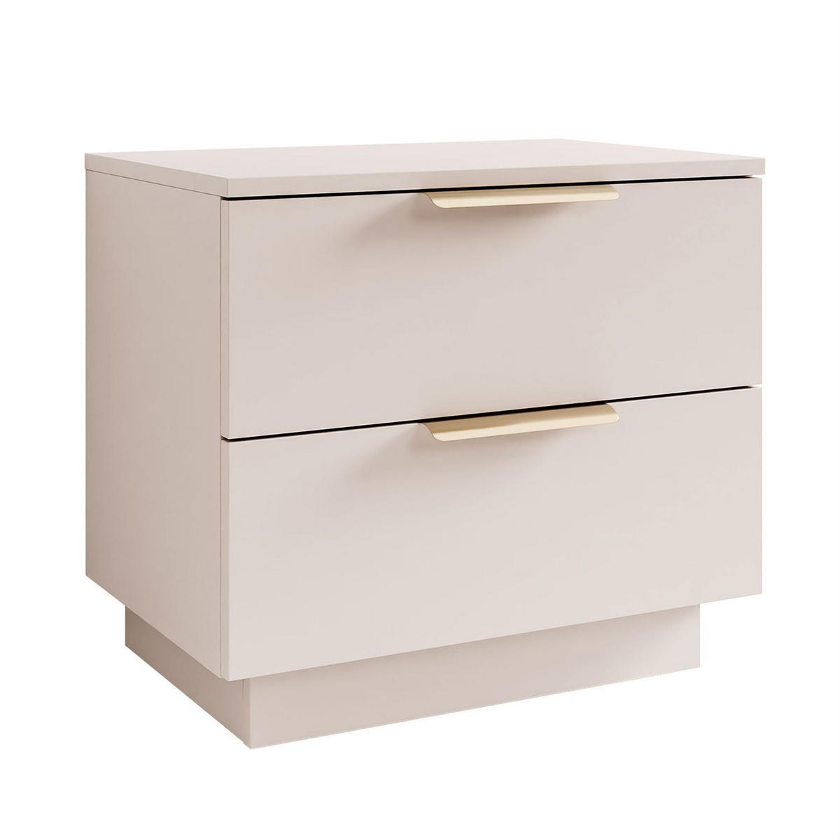 NACHTKOMMODE LINA KASCHMIR 2S LED auf Sockel goldener Chromgriff - Kaschmir, Holzwerkstoff (55/50/37cm) - Lookway