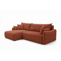 ECKSOFA Mit Schlaffunktion, Cordstoff Tilia, Kupfer, Links, JAPANDI - Orange, Holz (262/145cm) - Kaiser Möbel